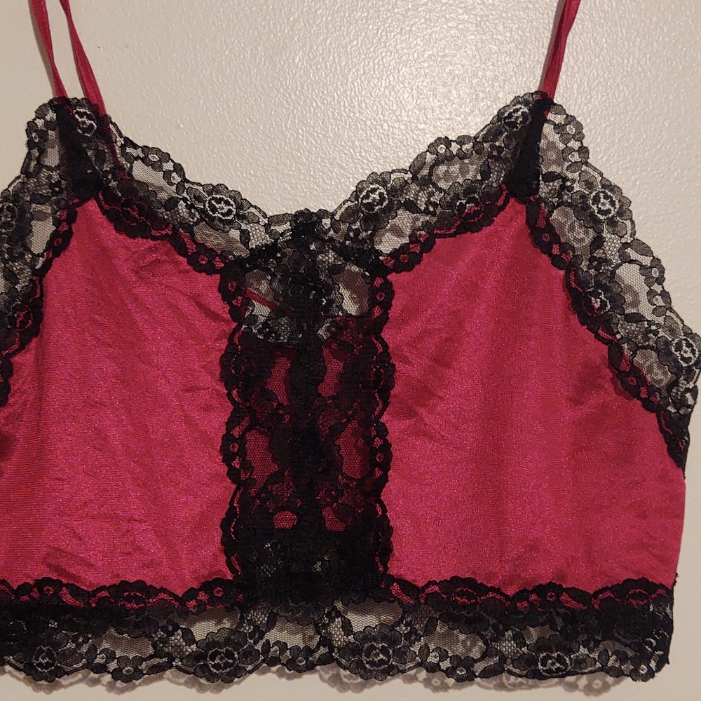 Pink lace crop top